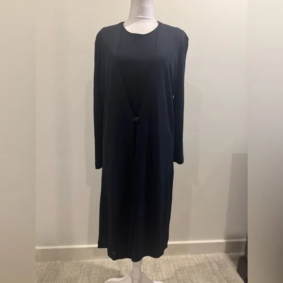 Saks Fifth Avenue 2 Piece Black Formal Dress & 1 Button Cardigan 10 Vintage VGC - Picture 9 of 16